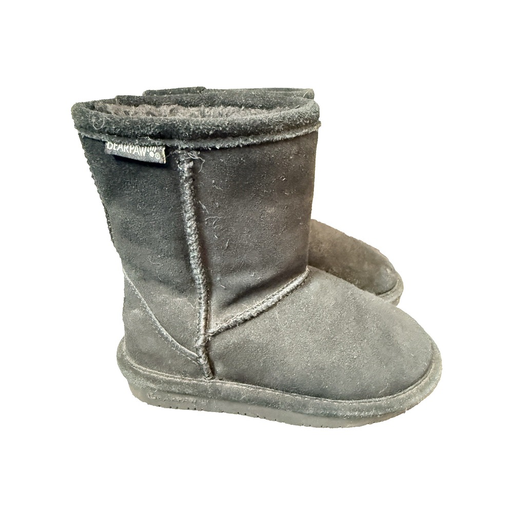 Bearpaw Girls Black Suede Emma Winter Boots Size 10 Shoes